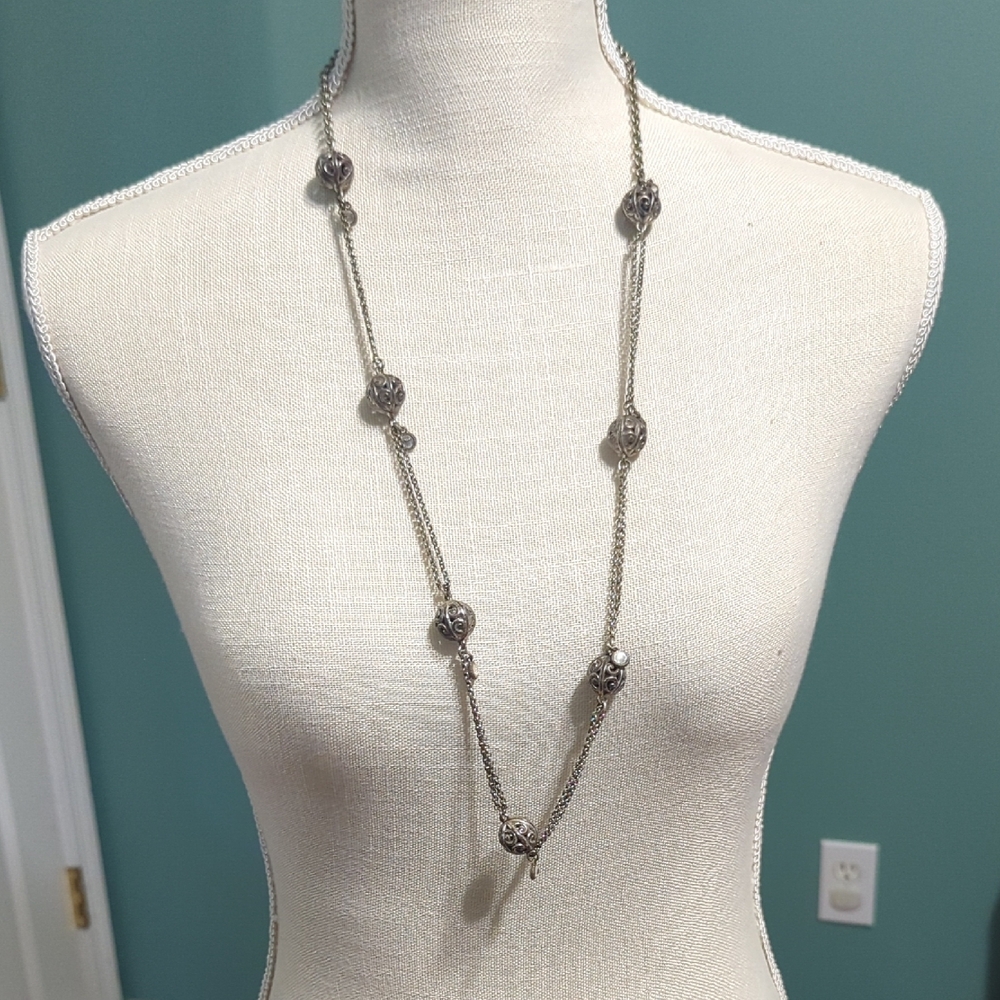 Brighton Silver Statement Necklace with Beaded Design
